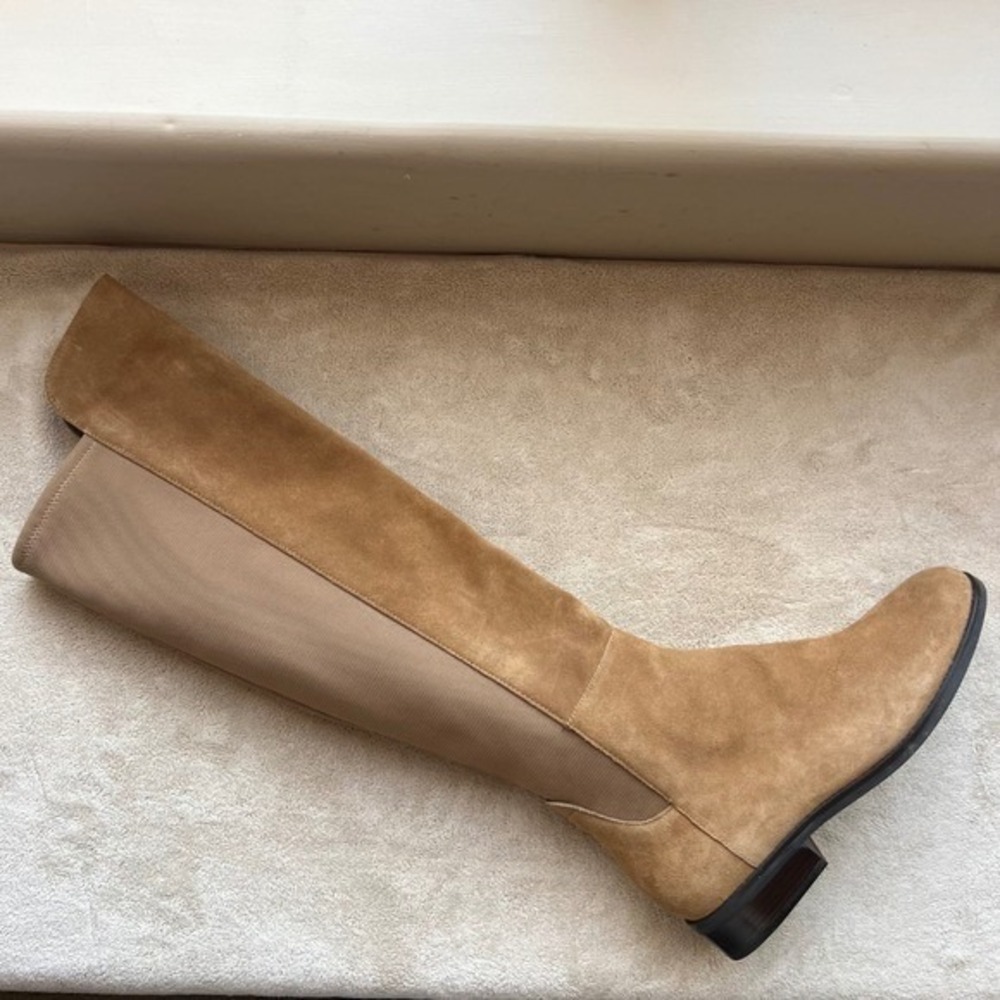 Cole Haan Isabelle Tan Suede Elastic Panel‎ Over The Knee Riding Boots Women 8.5